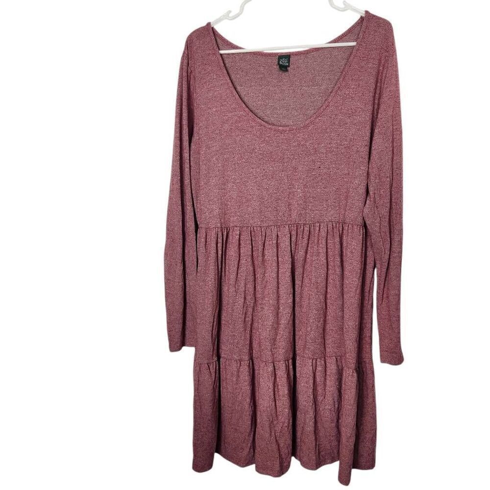 Wild Fable tunic dress tiered heathered‎ maroon size XXL